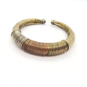 Vintage * Mid Century Brutalist Brass Bangle